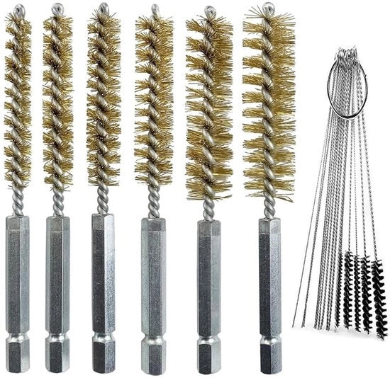 Set di spazzole 6 pezzi in acciaio inossidabile - Spazzola di pulizia - Set di spazzole per trapano - Spazzola in nylon - Spazzola in ottone - Ideale per aree difficili da raggiungere - Spazzole di pulizia