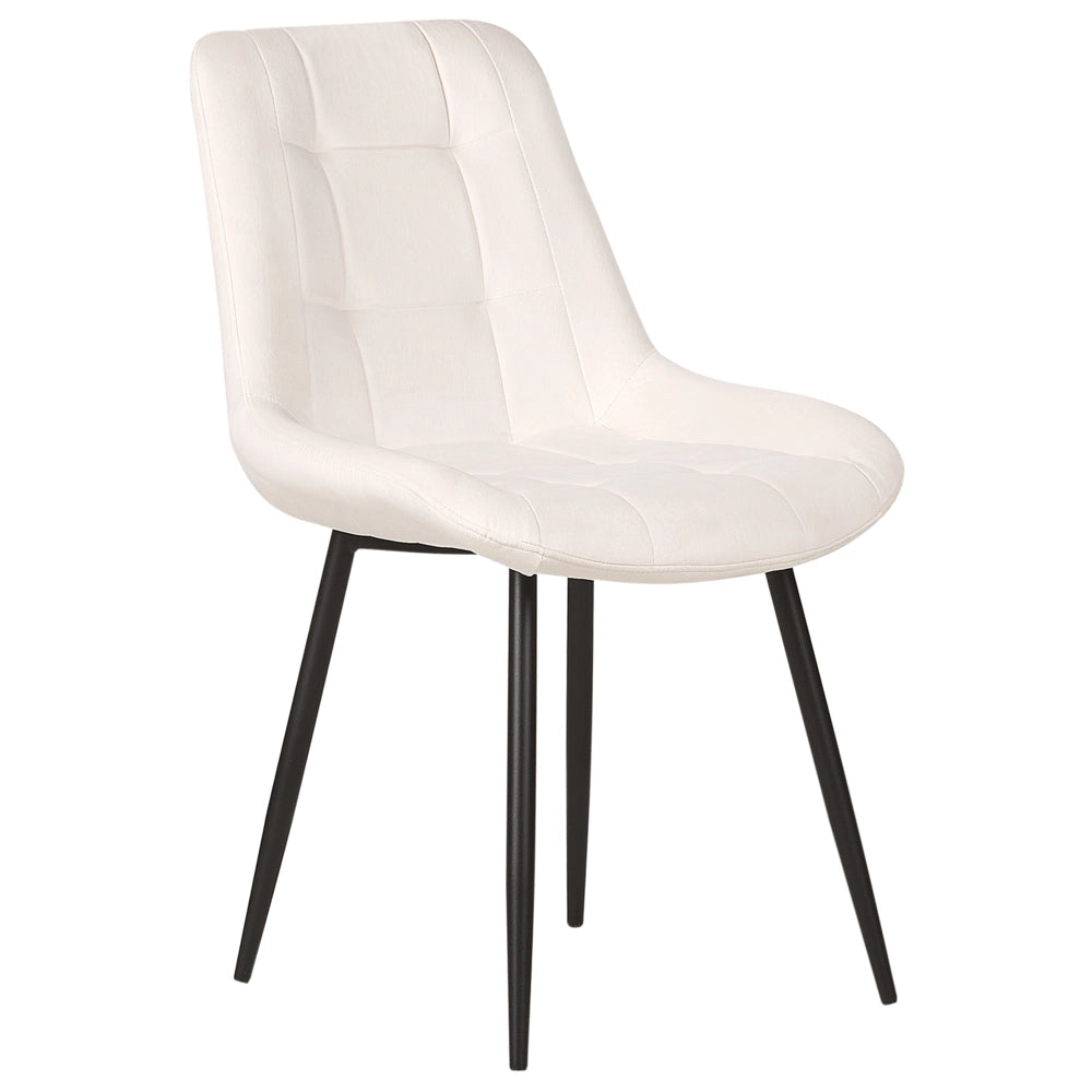 Set di 2 sedie da pranzo in velluto bianco sporco gambe in ferro Nero sedie moderne imbottite