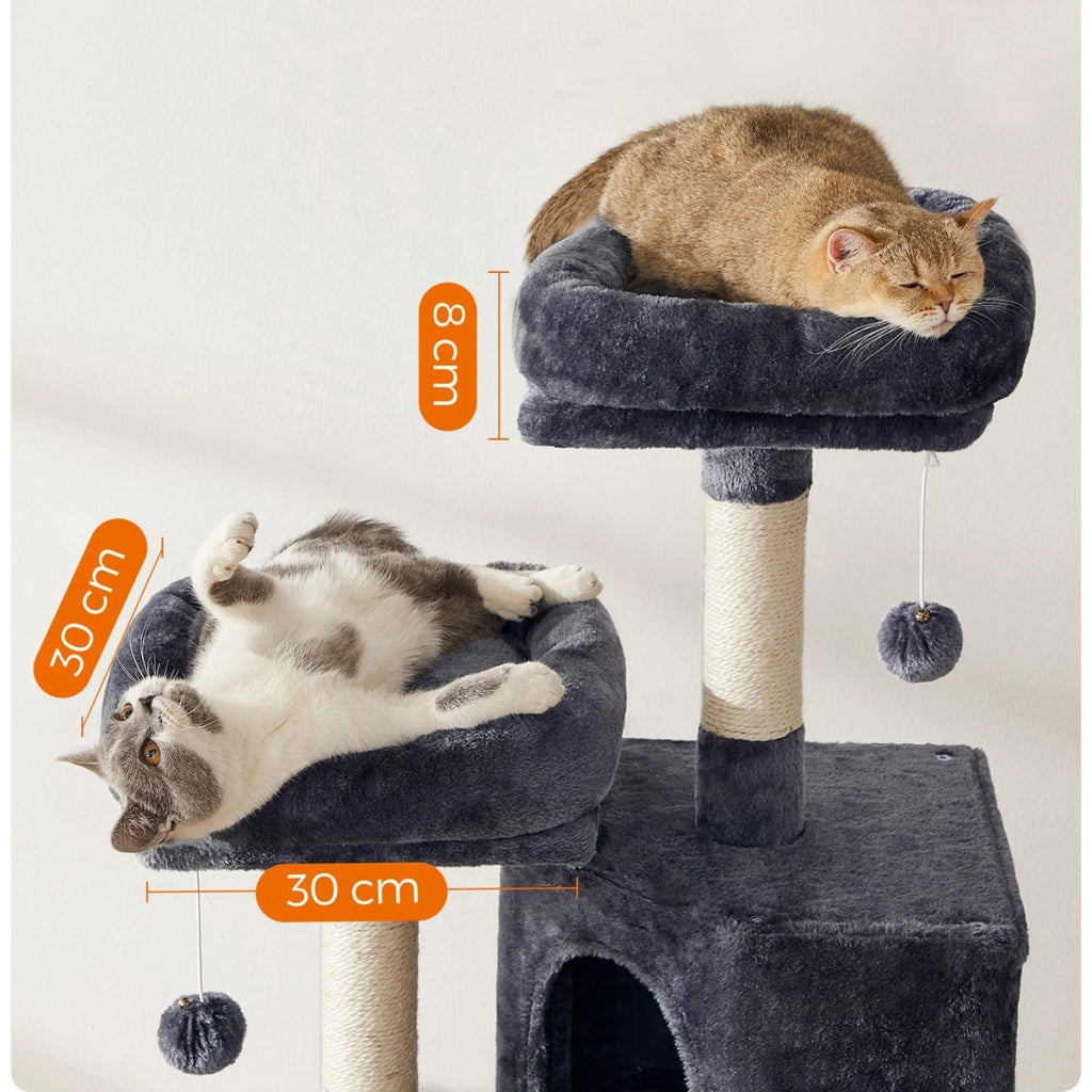 Albero tiragraffi per gatti Oskar in sisal e peluche grigio scuro