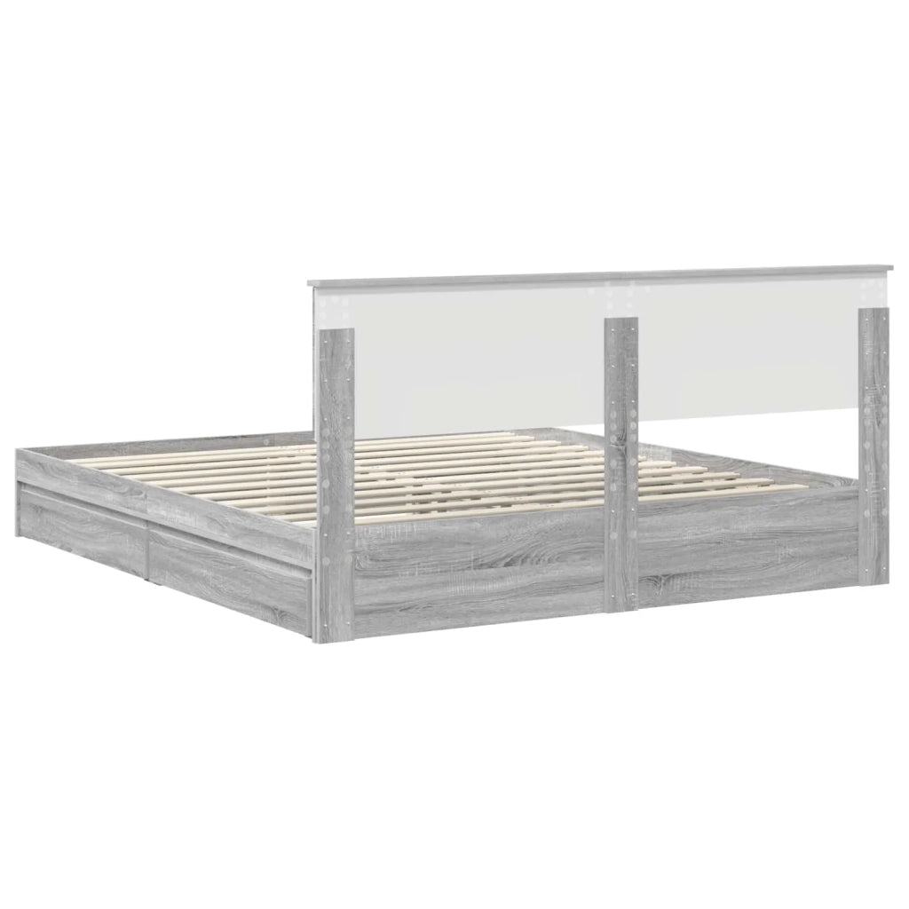 Letto con Contenitore con testiera Grigio Sonoma 200 x 200 cm
