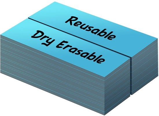 Etichette Magnetiche Bianche Descrivibili | 50 Pezzi | Bianco | Herbruikbaar | Per Ufficio, Fai Da Te, Whiteboard, Colore Blu | 2,5 cm x 7,6 cm