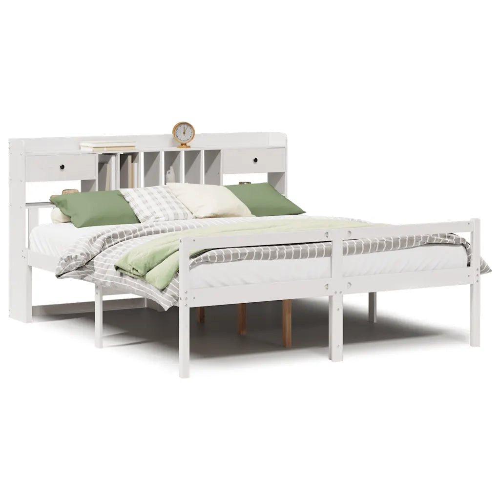Giroletto con Libreria senza Materasso-Struttura Letto con contenitore 180x200 cm in Legno Pino 703607