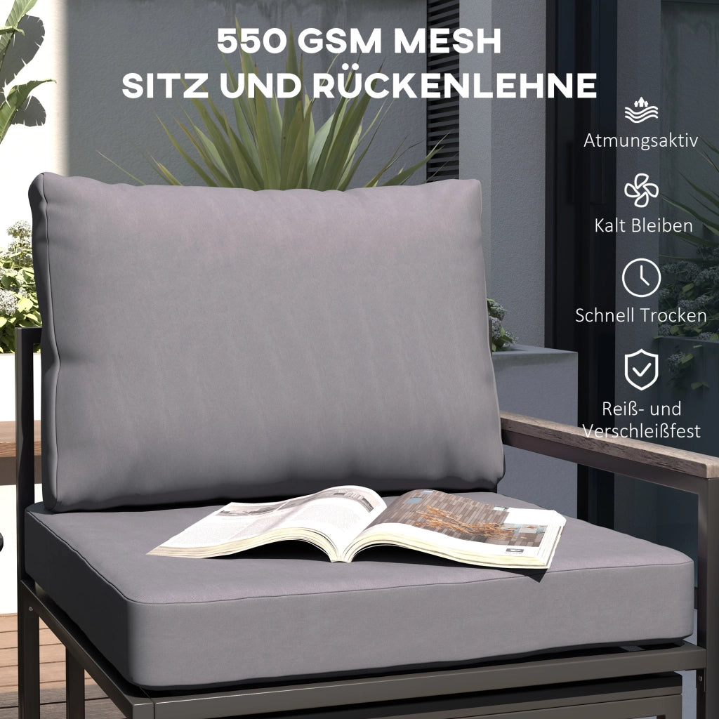 Set Divano da Giardino 2 Posti con Tavolino e Cuscini ¨C Zephmum ¨C Grigio Polyrattan