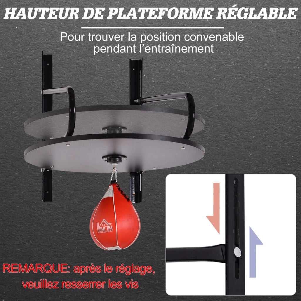 Pera Velocit¨¤ da Boxe con Base Girevole ¨C Xylo ¨C Altezza Regolabile Acciaio Rivestimento Sintetico Rosso Nero