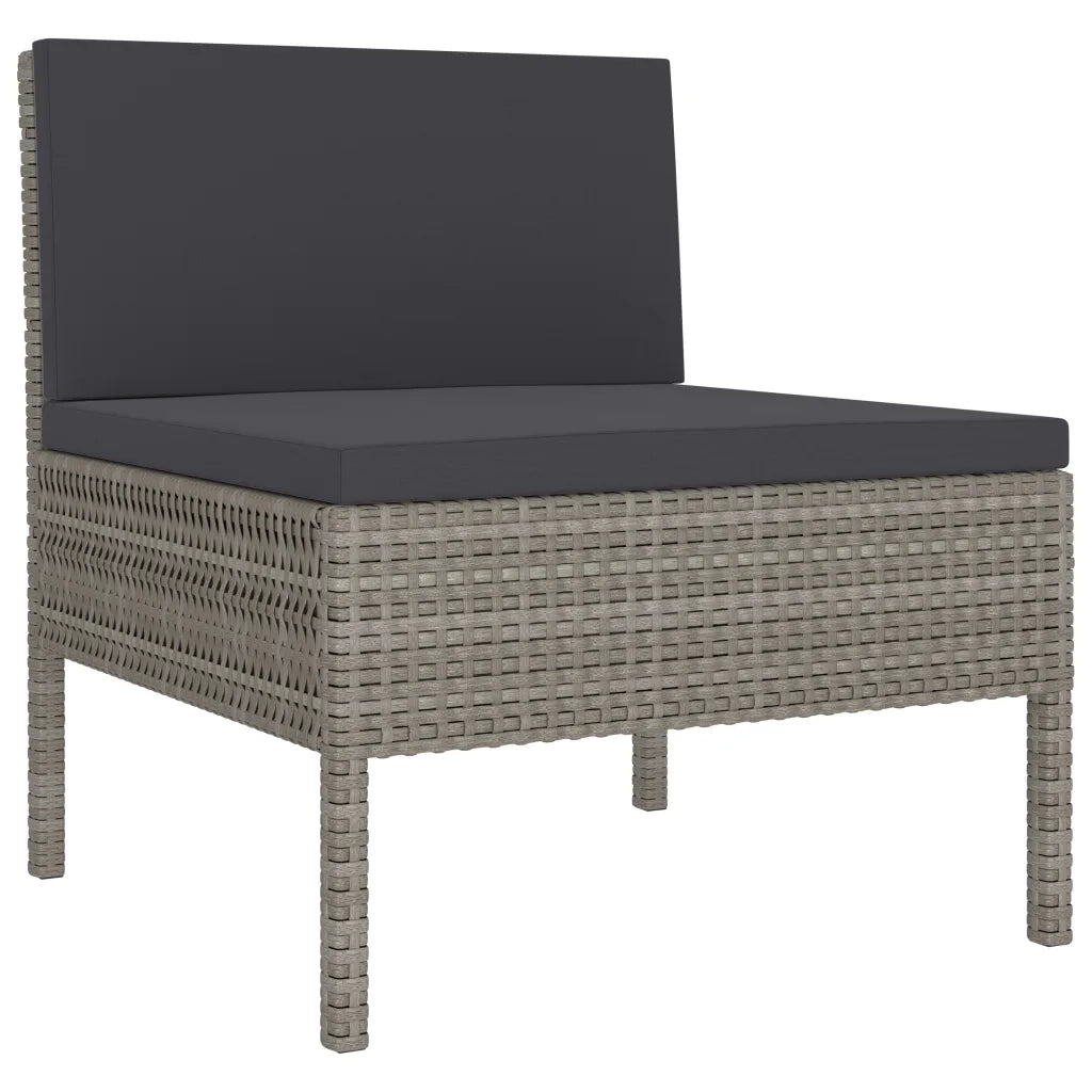 Set Divani da Giardino 9 pz con Cuscini in Polyrattan Grigio 3056972