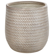Vaso rotondo per piante in fibra di argilla con motivo in rilievo beige ⌀ 39 cm giardino terrazzo