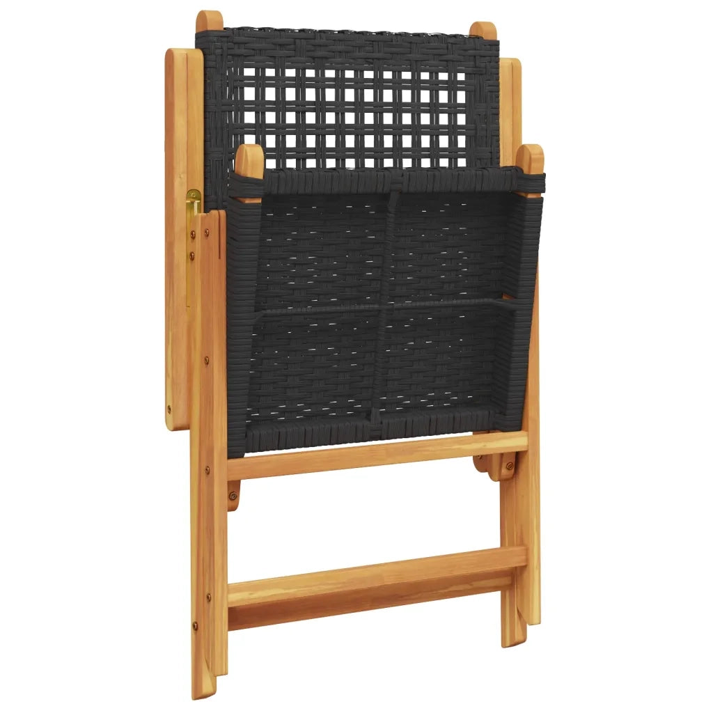 Sedie da Giardino 2 pz Nere Legno Massello Acacia e Polyrattan 367651