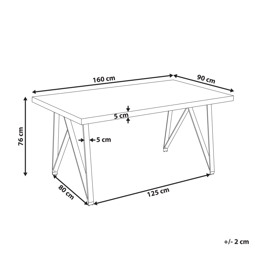 Tavolo da pranzo Piano in MDF effetto marmo bianco 160 x 90 cm Gambe in metallo incrociate a X Tavolo da cucina