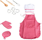 Set di grembiuli per bambini 11 pezzi, abbigliamento da cucina, accessori da cucina, adatto per la cucina (rosa)