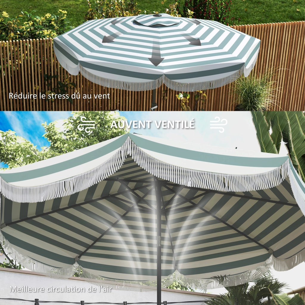 Ombrellone da giardino inclinabile 2.7m UPF 30+ ¨C zephmum ¨C 8 baleine blu chiaro e bianco