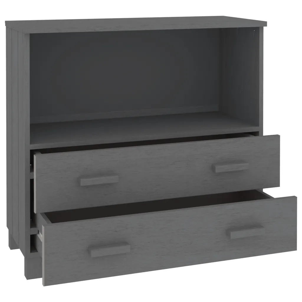 Credenza HAMAR Grigio Scuro 85x35x80 cm Legno Massello di Pino 340498