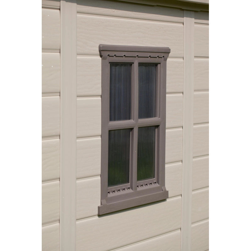 Casetta da giardino in resina 178x195,5x208 cm - con pavimento, mensole incluse e lucernario - Beige – Keter