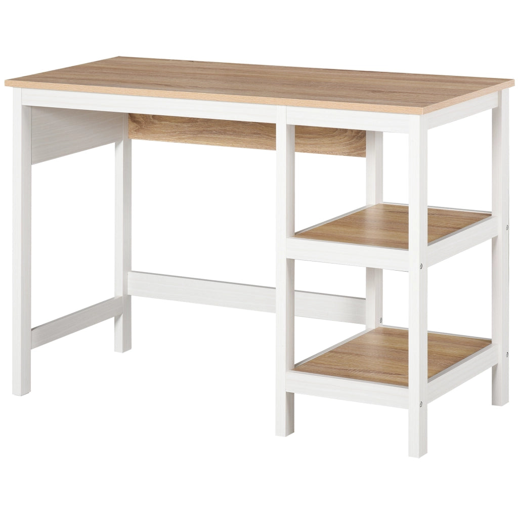 Scrivania Computer con 2 Ripiani ¨C Zephmum ¨C MDF Rovere Bianco 110x48x76 cm