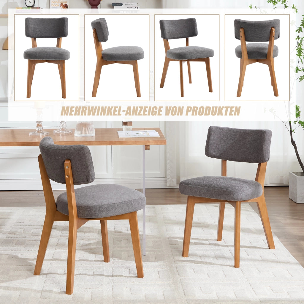 SEDIA da pranzo Set da 2 pezzi 54,5x47x77 cm Grigio Legno massello