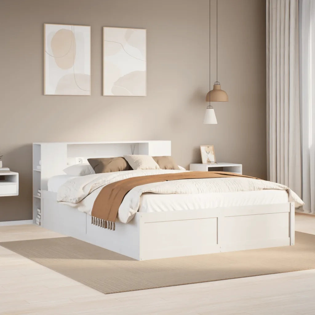Letto senza Materasso Bianco 135x190 cm Legno Massello di Pino 3323426