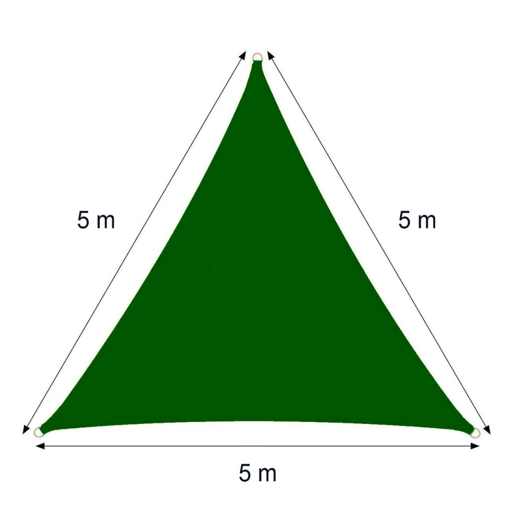 Tenda a Vela Ombreggiante Trinagolare 5x5x5m con corda Verde