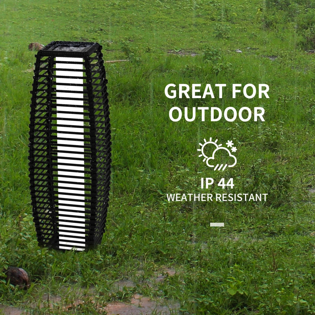 Lampada Solare da Giardino con Pannello di Ricarica 20x20x68 cm in Acciaio e Rattan Nero