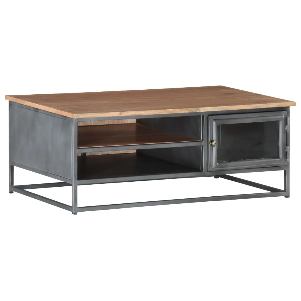 Tavolino da Salotto Grigio 90x50x35 cm in Massello di Acacia 323500