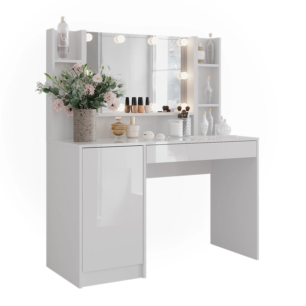 Vicco Tavolo da toeletta Bianco/bianco lucido 119.8 cm 4 parti