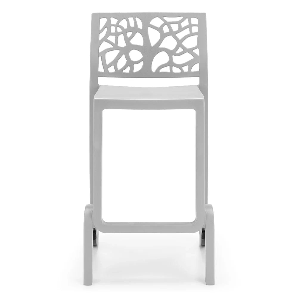 Set 4 sgabelli in polipropilene TETI altezza seduta 65cm, impilabile, idrorepellente, resistente ai raggi UV, design moderno e innovativo, ideale per la cucina, la veranda o giardino colore Bianco