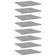 Ripiani per Libreria 8pz Grigio Cemento 40x40x1,5cm Multistrato 805179