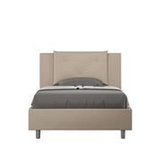 BS COM Letto una piazza e mezza con rete imbottito 120x210 similpelle tortora