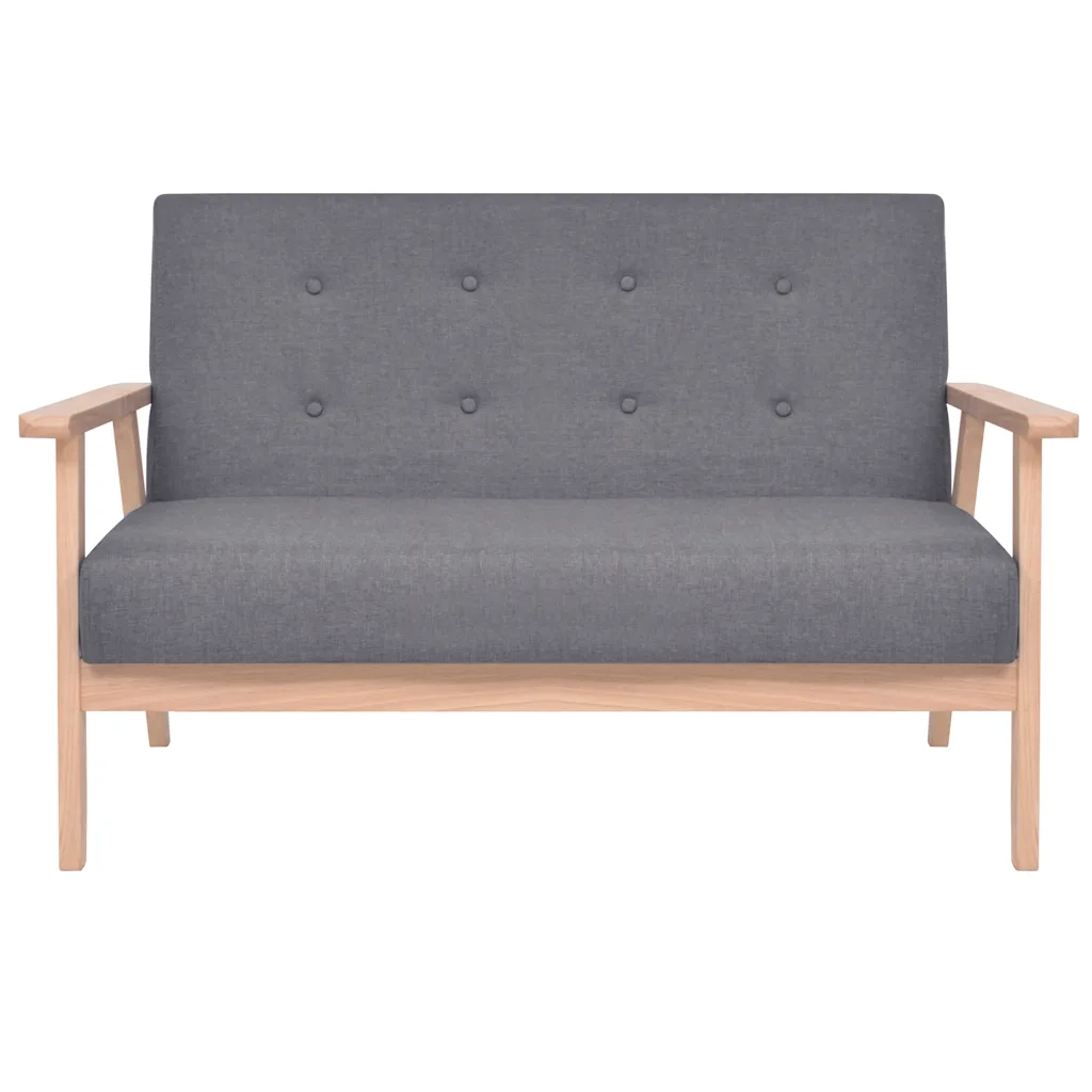 Set di Divano | Divano da soggiorno | Sofa 2 pz in Tessuto Grigio Scuro