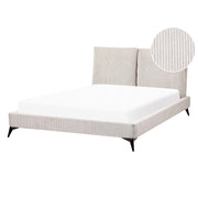 Letto imbottito moderno in velluto a coste beige 140 x 200 cm moderno elegante