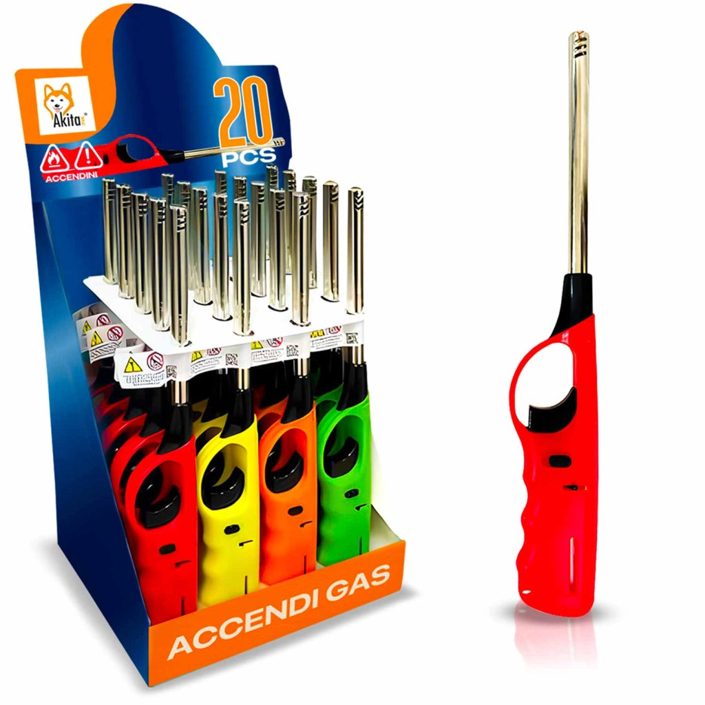 Akitaink Box 20 Accendigas Ricaricabili Lunghi