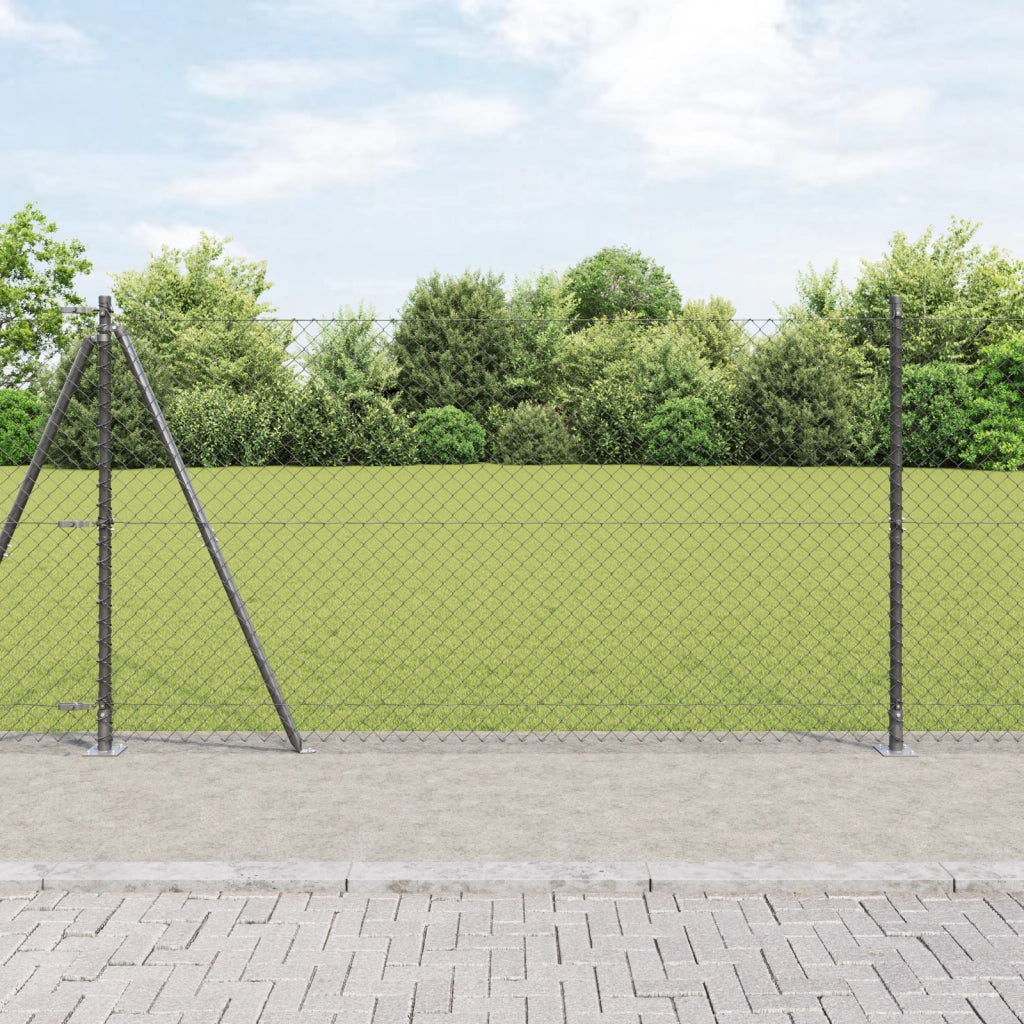 Recinzione a Maglie con 7 Pali Flangiati 1.2x10 m Acciaio Galvanizzato