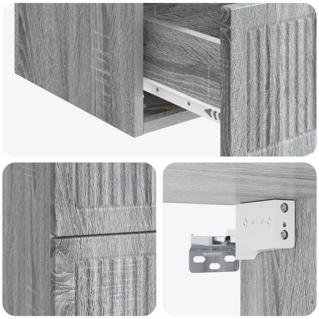 Mobiletto da notte a muro 2 pcs Grigio Sonoma 33 x 34,5 x 40 cm 897968