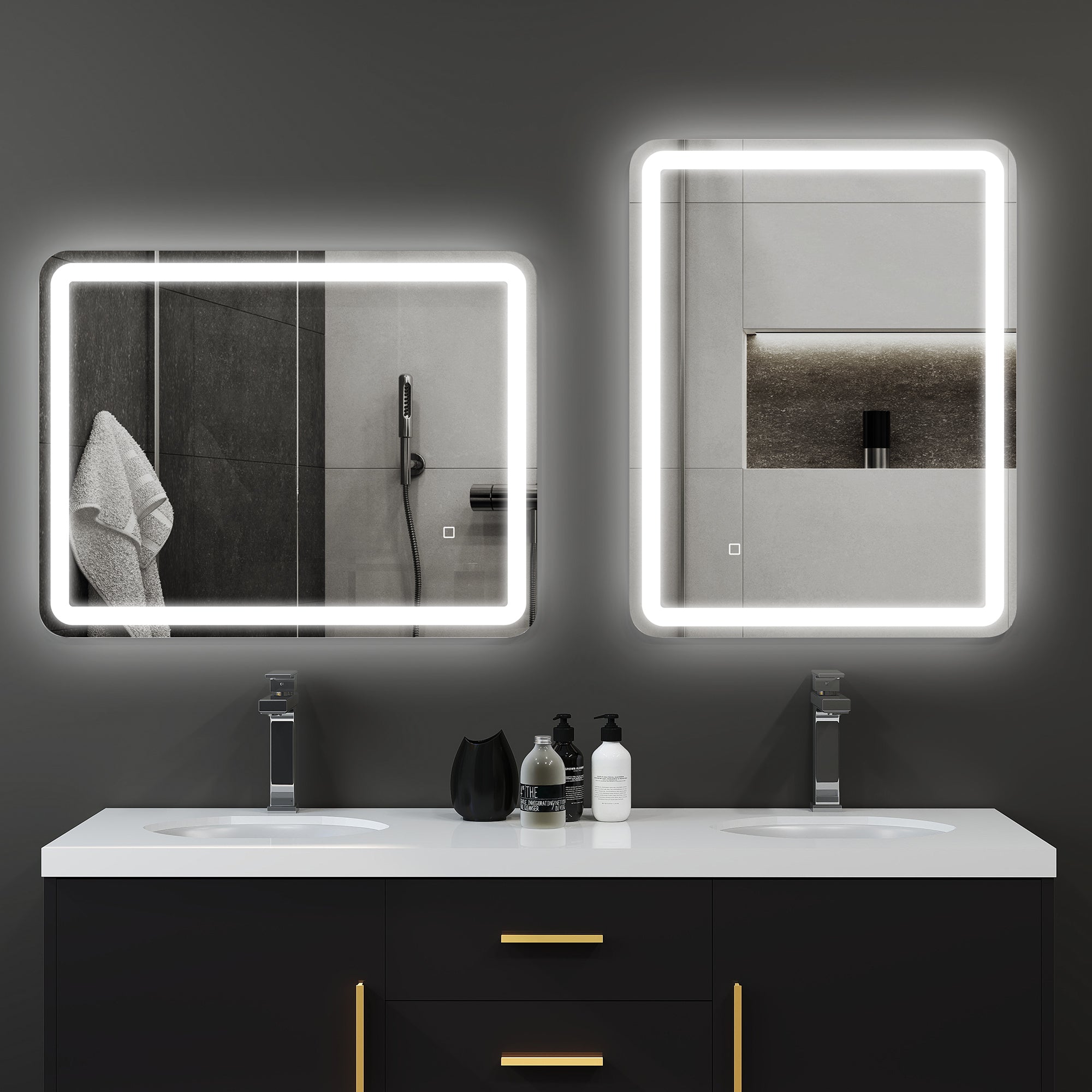 Specchio Bagno 70x90 cm LED Touch con Luce Dimmerabile a 3 Temperature e Antiappannamento