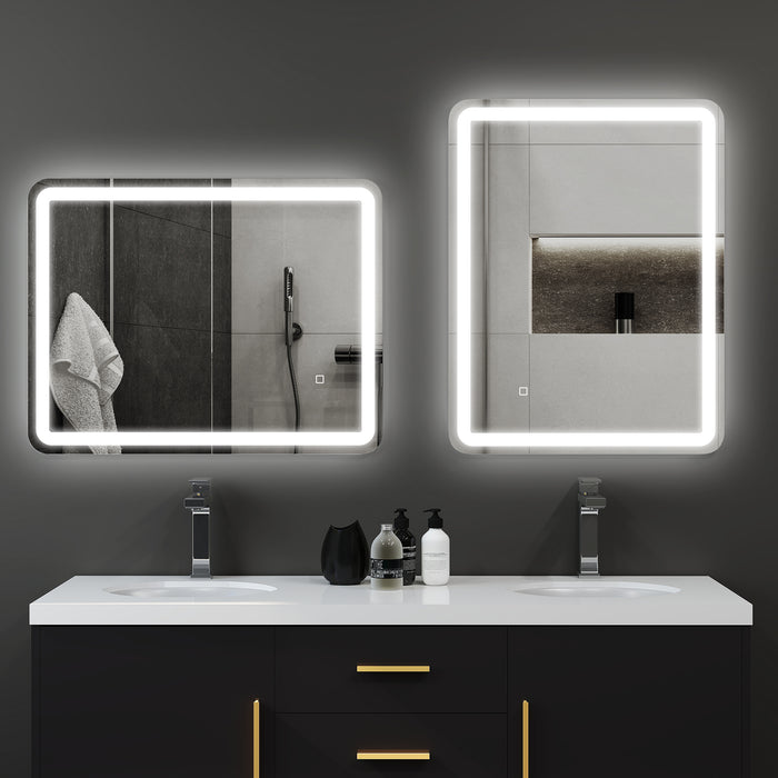 Specchio Bagno 70x90 cm LED Touch con Luce Dimmerabile a 3 Temperature e Antiappannamento