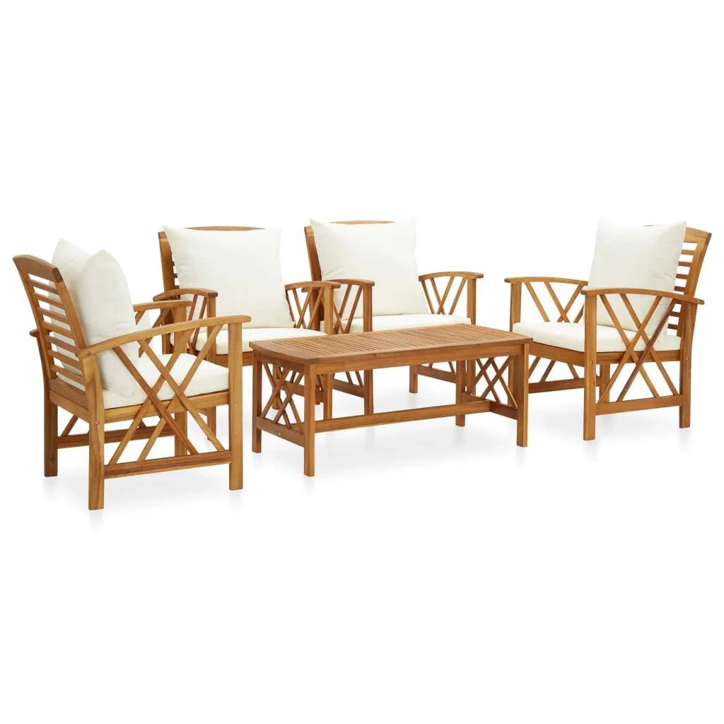 Set di mobili da giardino mobili da esterno 5 pezzi con cuscini legno massello di acacia 02_0016315