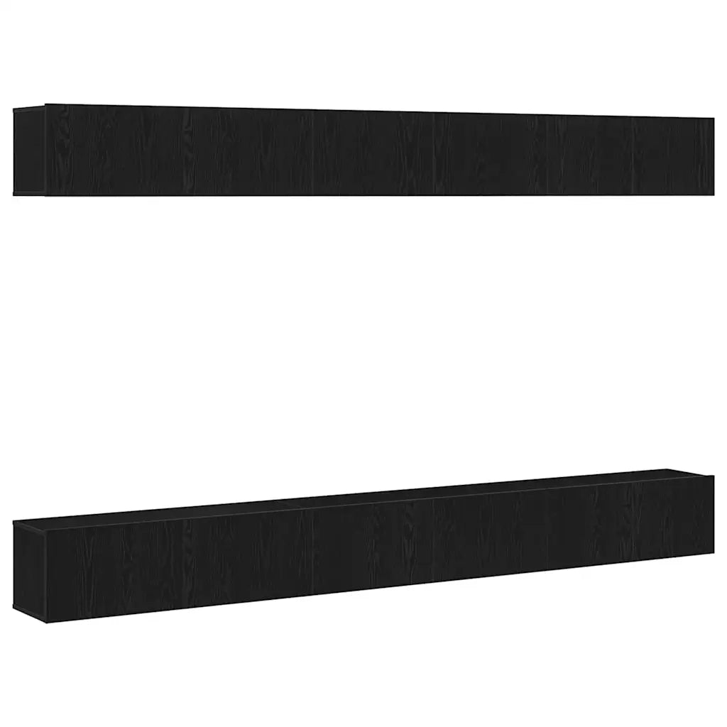 Set mobile TV Montaggio a Parete | Armadietto TV | Mobile Porta TV Rovere Nero Legno multistrato