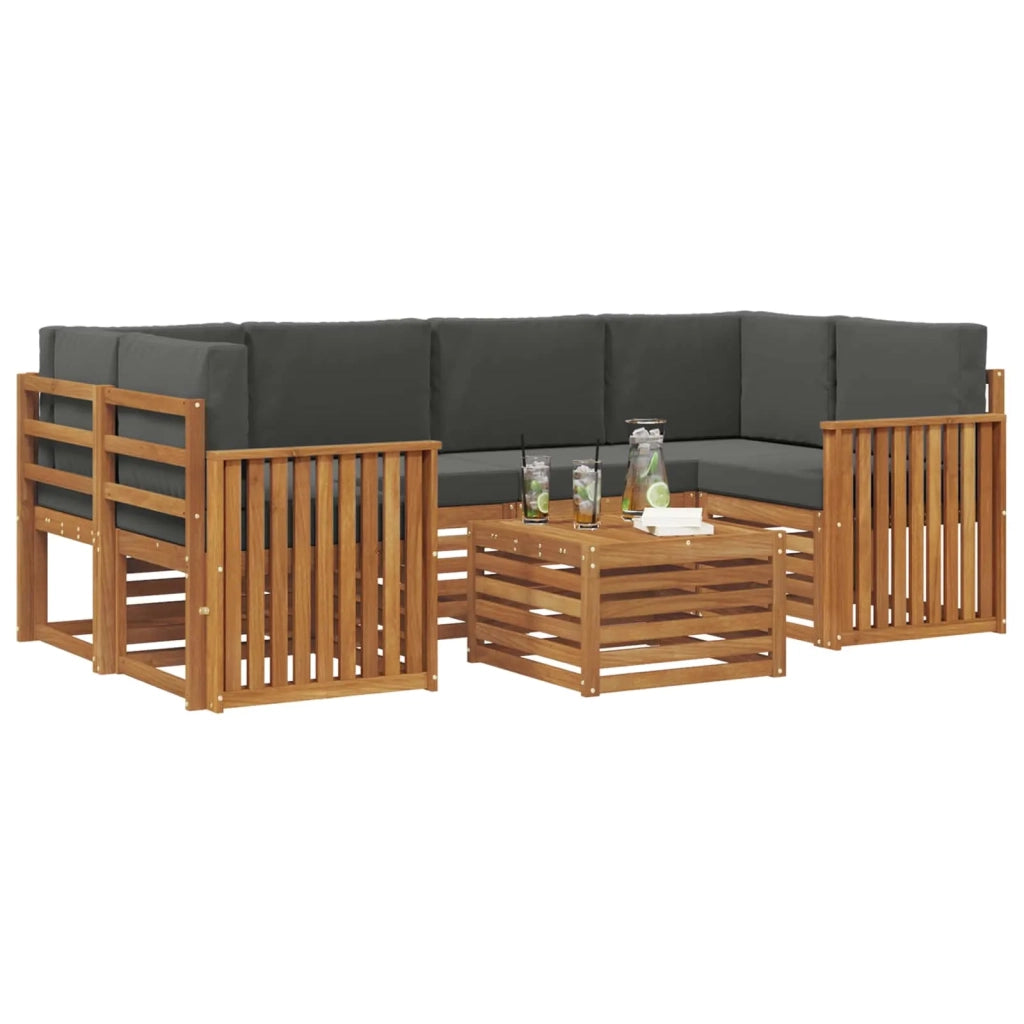 Set di divani da esterno con cuscino 7 pcs Naturale e Antracite