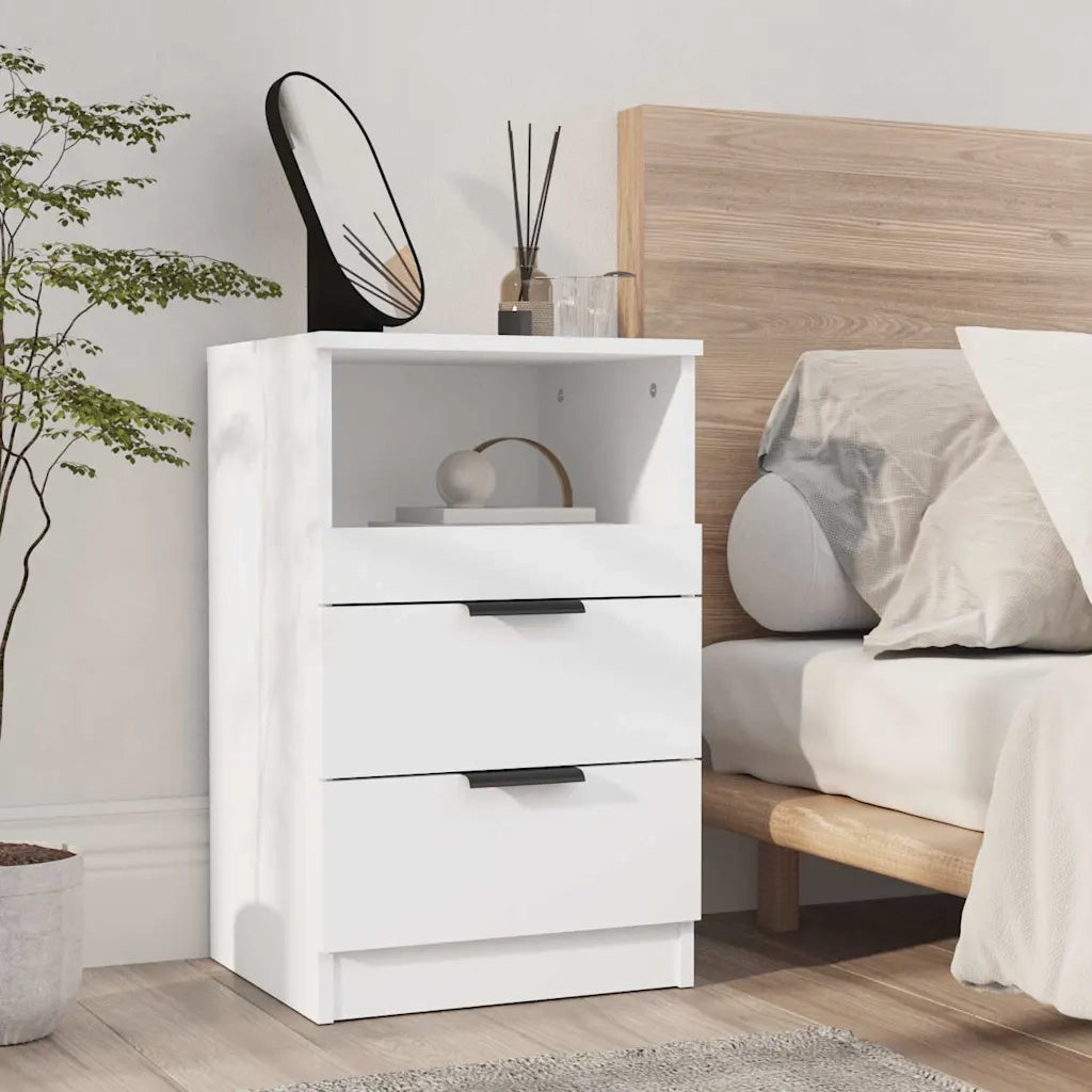 Comodino | Armadio da Notte | Mobiletto da notte a Muro Bianco in Legno Multistrato