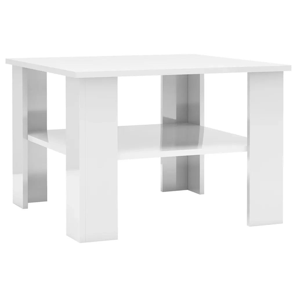 Tavolino da Salotto Bianco Lucido 60x60x42 cm Legno Multistrato 800213