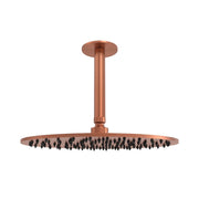 SINED Kit Braccio Soffione Inox Satinato 30cm Soffitto Acciaio Inox 316L con Finitura Oro Rosa PVD Installazione Interne-Esterni Design Resistente alla Corrosione - Modello LEVANTE