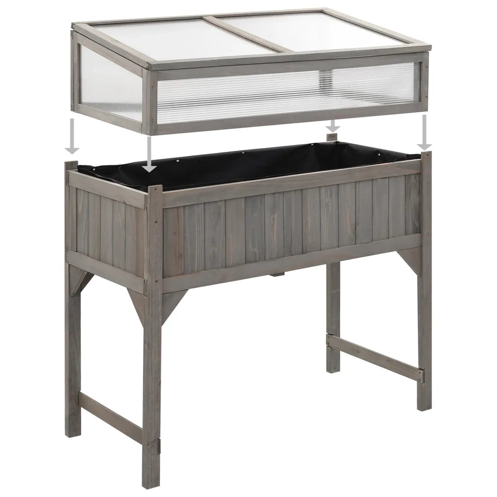 Aiuola Rialzata con Copertura Serra 110x54x120cm Abete Massello CFW6653005