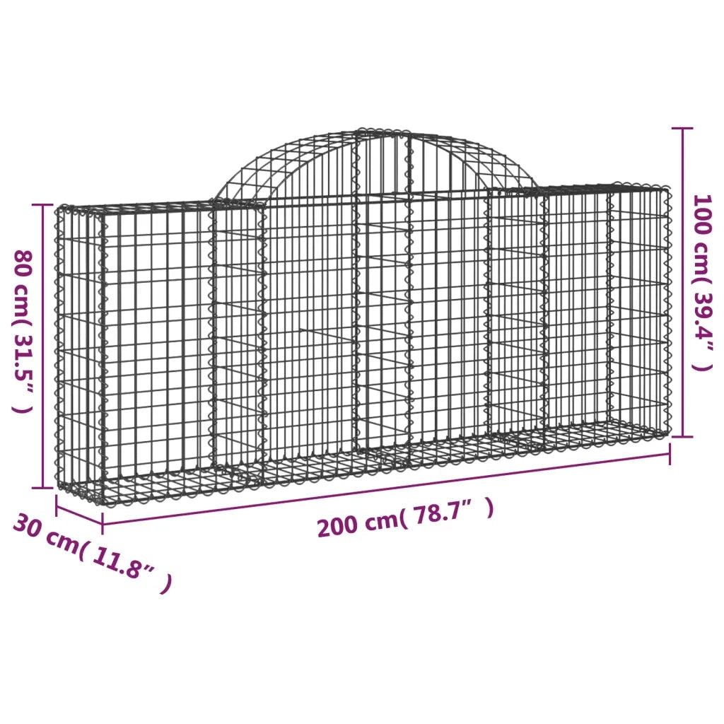 Cesti Gabbioni ad Arco 3 pz 200x30x80/100 cm Ferro Zincato 3146090