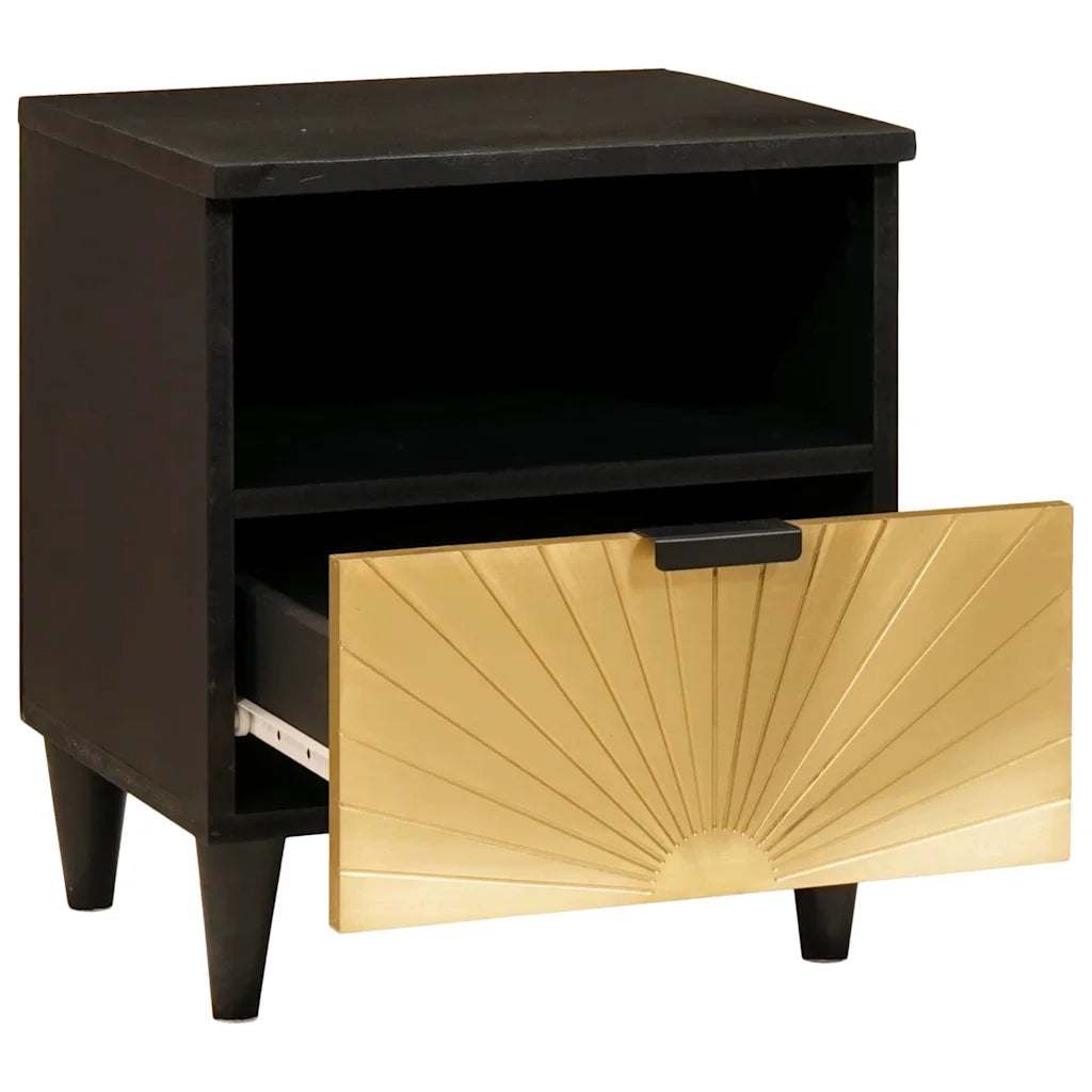 Armadio da Notte 2 pcs Nero e Oro 40 x 33 x 46 cm 4017835