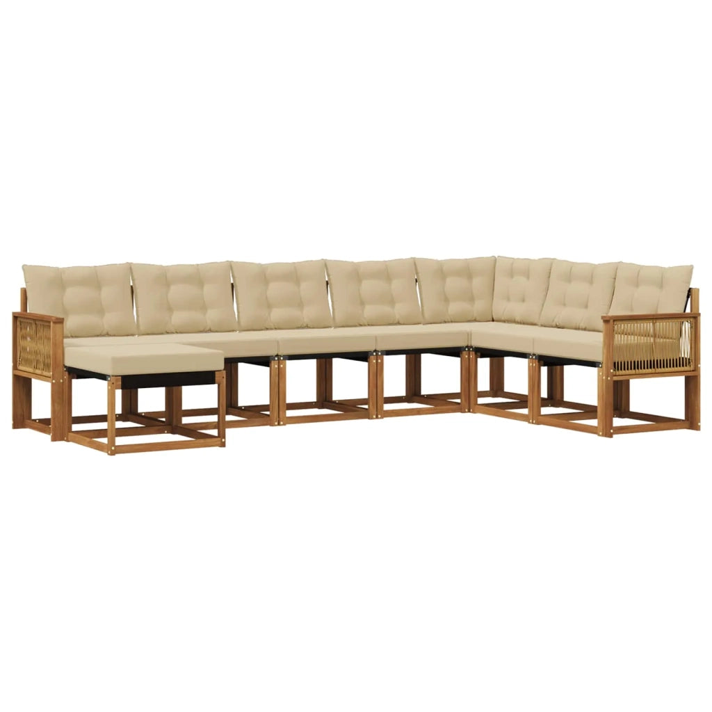 Set di divani da esterno 8 pz Naturale e Beige 3382149