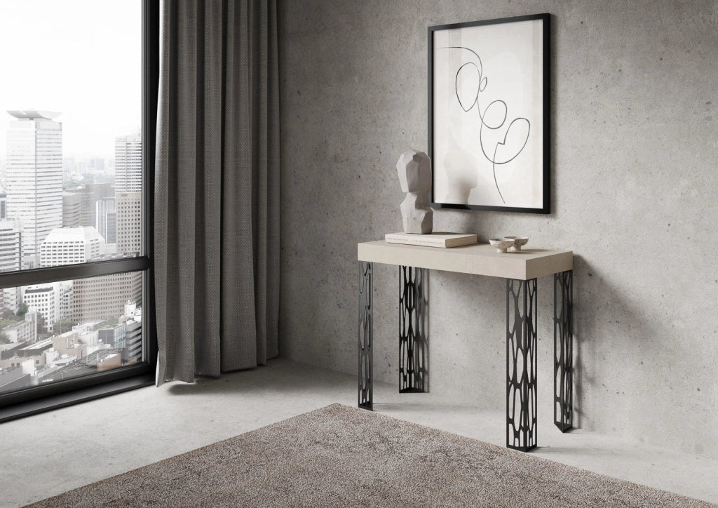 Consolle Allungabile 90-300x40x77 cm Ghibli Cashmere Telaio Antracite