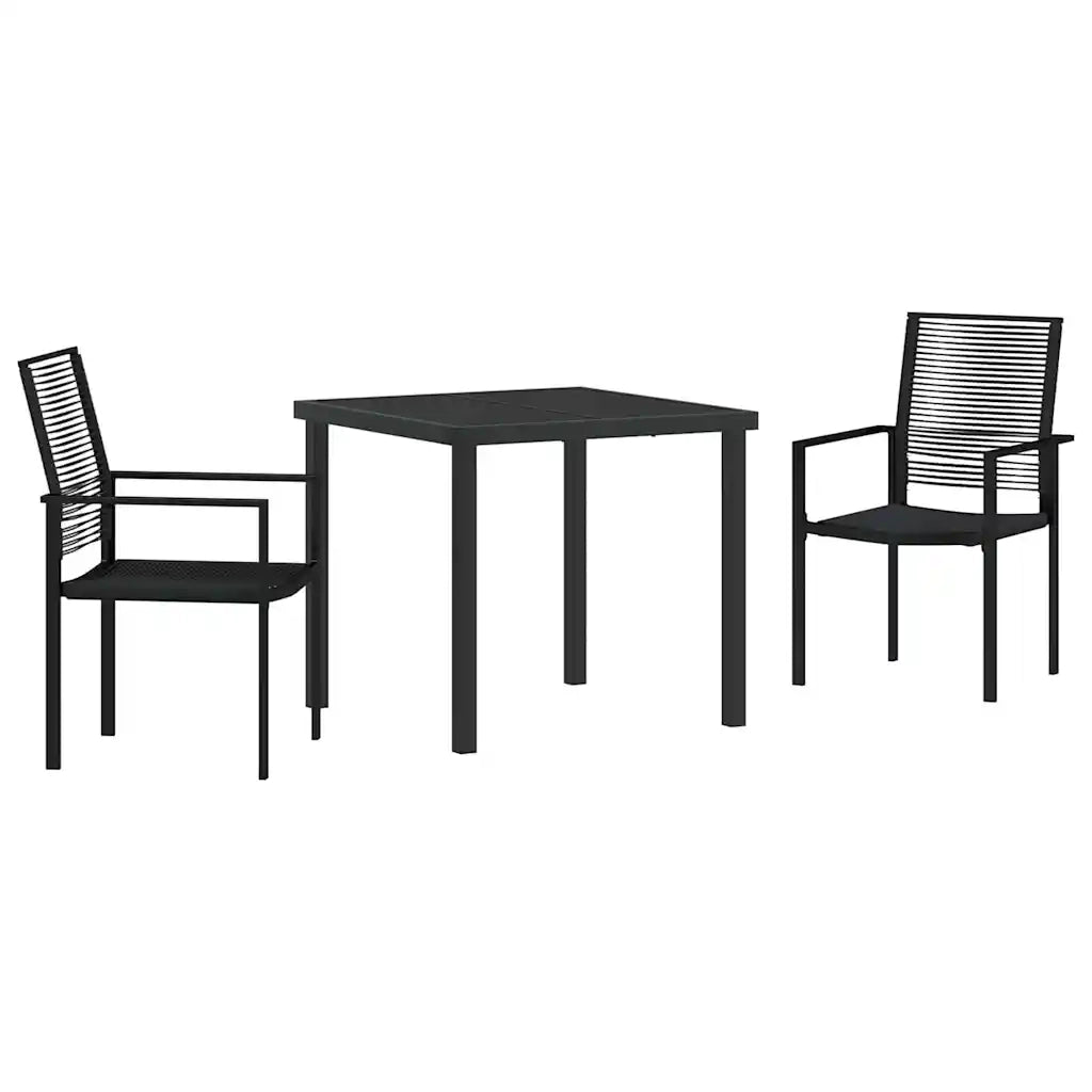 Set da Pranzo per Giardino 3 pcs Nero