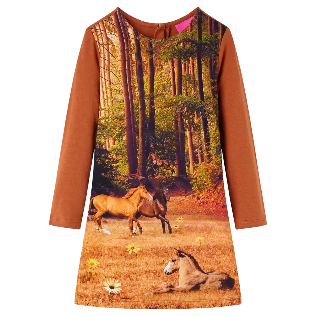 Abito da Bambina a Maniche Lunghe Cognac 128cod mxl 84255