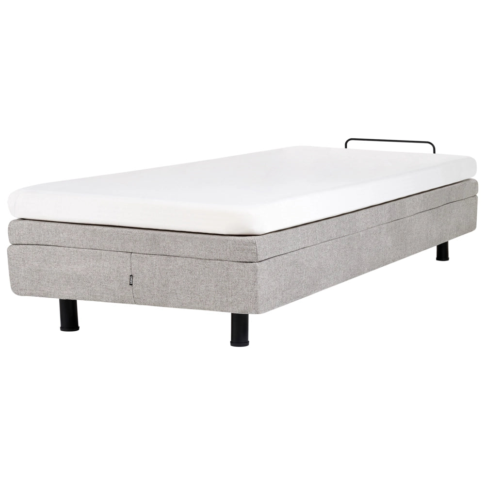 Letto elettrico singolo tessuto grigio chiaro regolabile con telecomando senza testiera 90x200 cm stile moderno