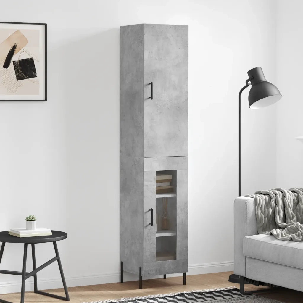 Credenza | Madia | Buffet da pranzo | Armadio da pranzo Grigio Cemento 34,5x34x180 cm in Legno Multistrato