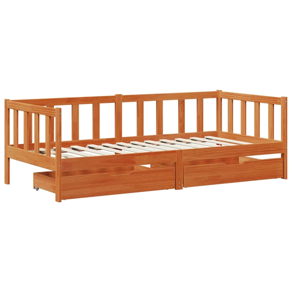 Daybed con testiera 3 pcs Marrone cerato Legno di Pino Massello