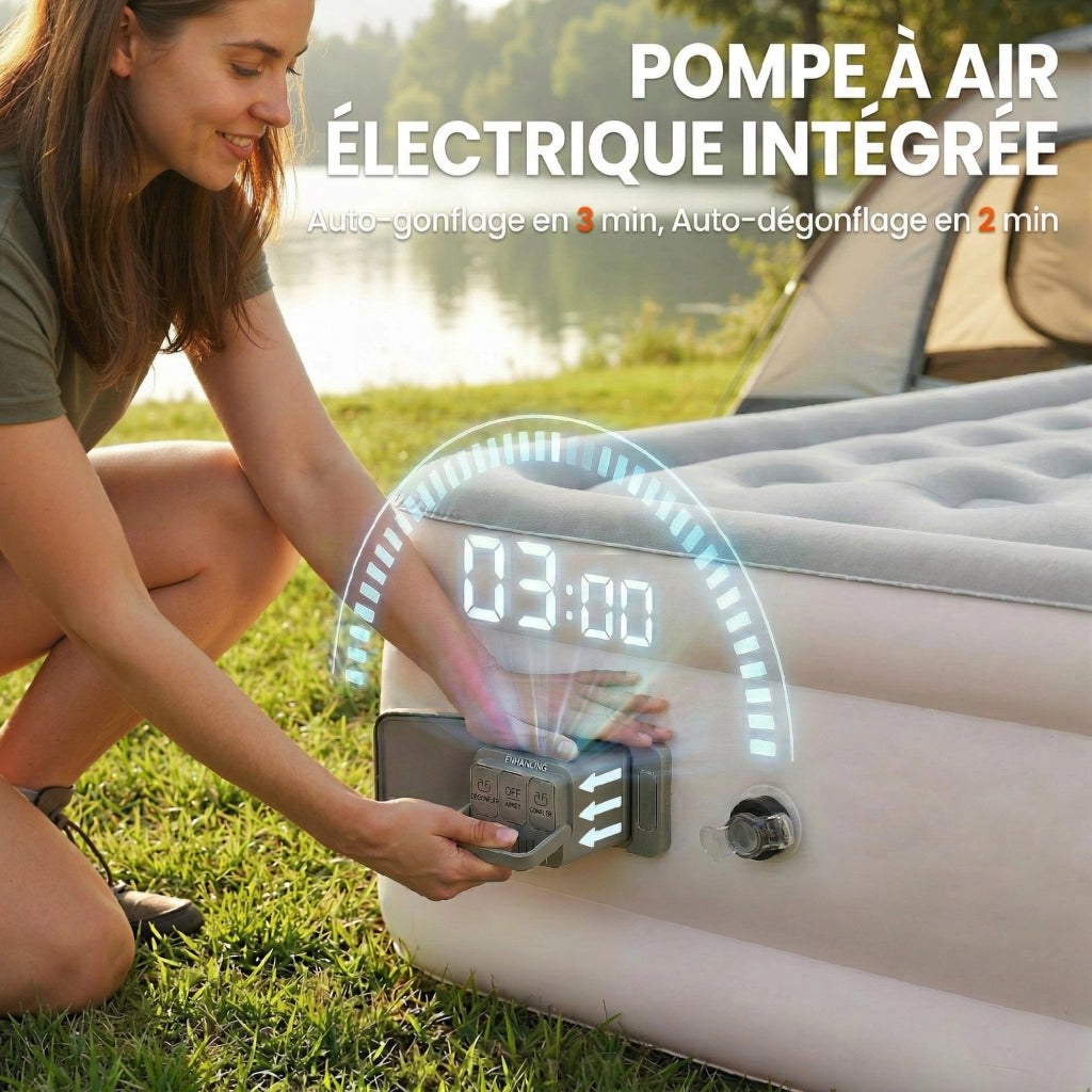 Materasso Gonfiabile con Pompa Elettrica Integrata ¨C Xylo ¨C 190x97x39cm Kaki Impermeabile